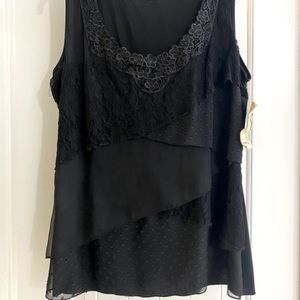 Black ruffle lace tank top - NWT